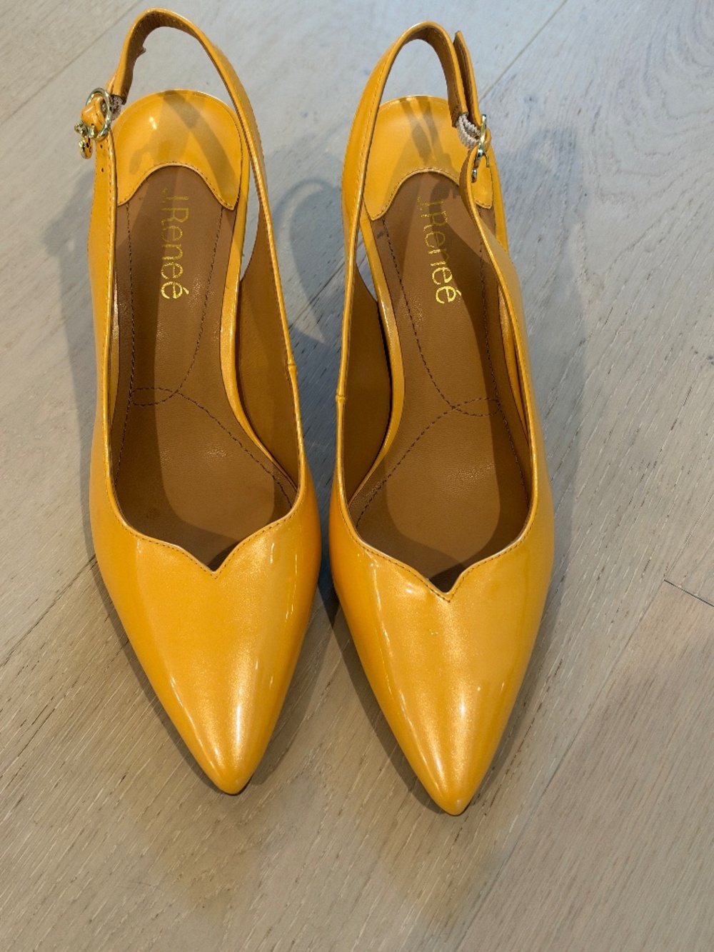 J. Renée Golden Yellow Pointed-Toe Slingback Pumps | 9M